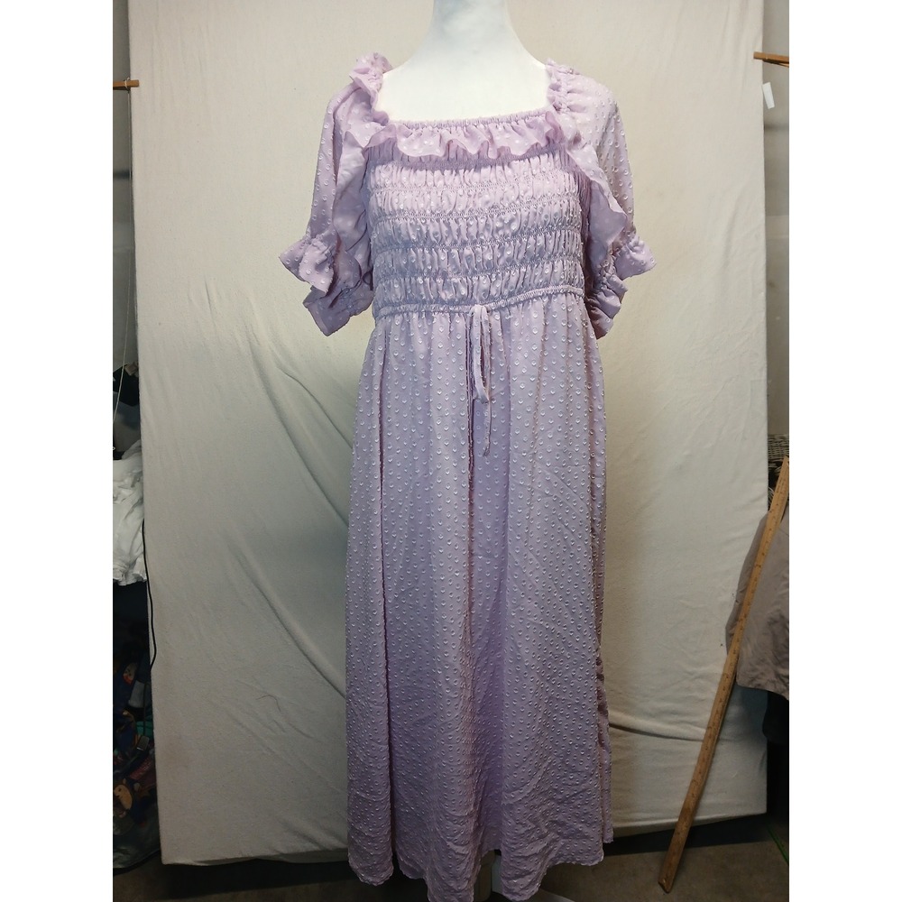 Purple‎ cottagecore coquette dress maxi puff sleeves modest size xl